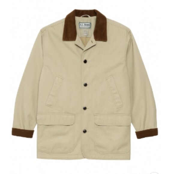 L.L. Bean Men’s Field Barn Chore Coat Jacket Beige w/ Corduroy trim quilted XXL - Picture 1 of 8